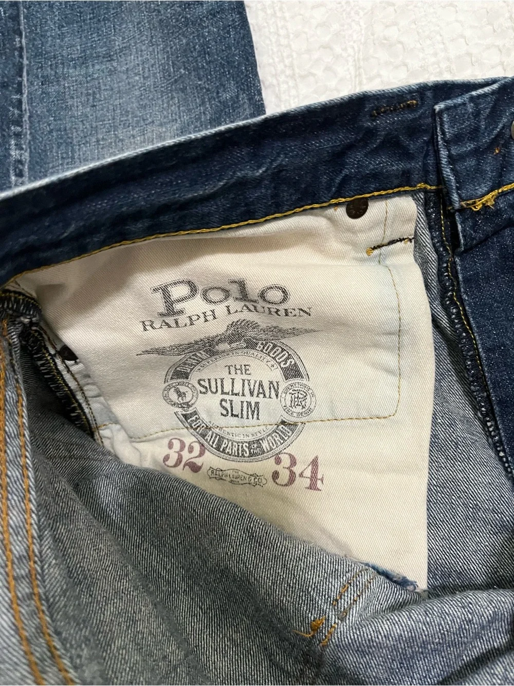 Polo by Ralph Lauren Men’s The Sullivan Slim Jeans Sz 32 x 34 Rugged Patchwork